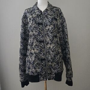 ASOS DESIGN jacket with Floral print in black/navygold Sz 4X